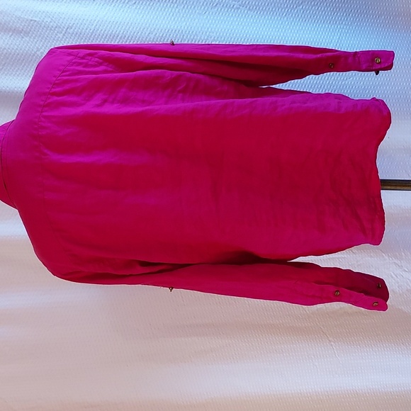 Lauren Ralph Lauren Women's Blouse Shirt Barbie Hot Pink 100% Linen Size L - Picture 4 of 16